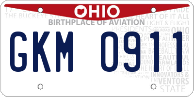 OH license plate GKM0911