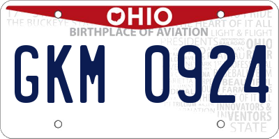 OH license plate GKM0924