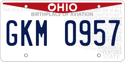 OH license plate GKM0957