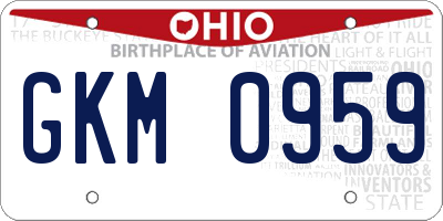 OH license plate GKM0959