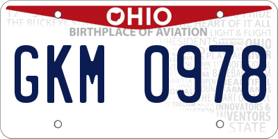 OH license plate GKM0978