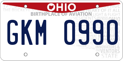OH license plate GKM0990