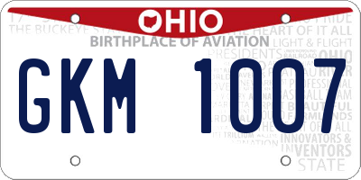 OH license plate GKM1007
