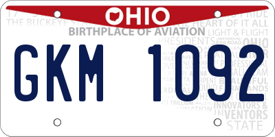 OH license plate GKM1092
