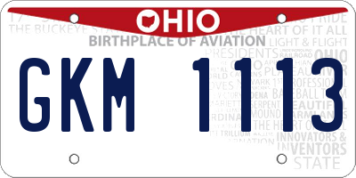 OH license plate GKM1113