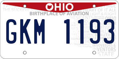 OH license plate GKM1193
