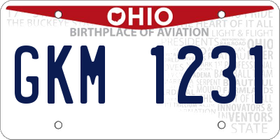 OH license plate GKM1231