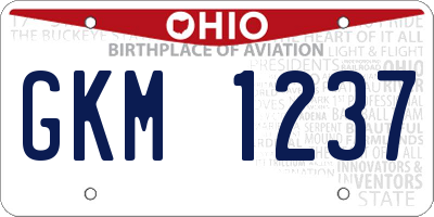 OH license plate GKM1237
