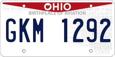 OH license plate GKM1292
