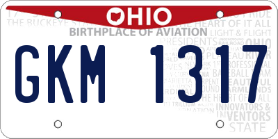 OH license plate GKM1317