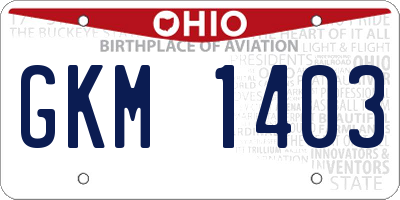 OH license plate GKM1403