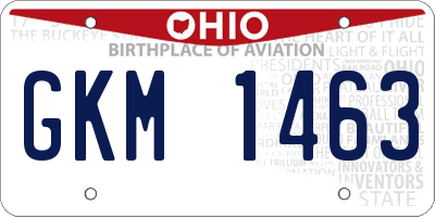 OH license plate GKM1463