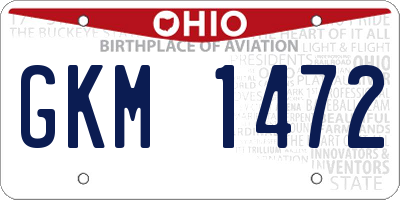 OH license plate GKM1472