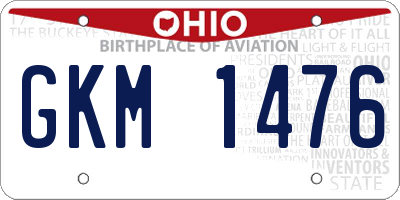 OH license plate GKM1476