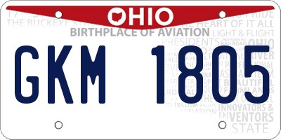 OH license plate GKM1805