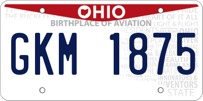 OH license plate GKM1875