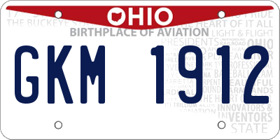OH license plate GKM1912