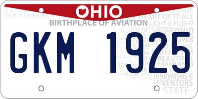OH license plate GKM1925
