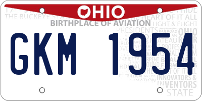 OH license plate GKM1954