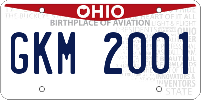 OH license plate GKM2001