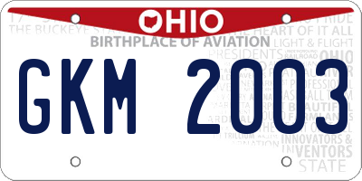 OH license plate GKM2003