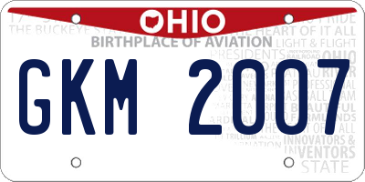 OH license plate GKM2007
