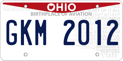 OH license plate GKM2012