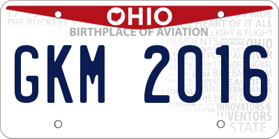 OH license plate GKM2016