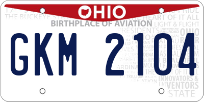 OH license plate GKM2104