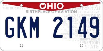 OH license plate GKM2149