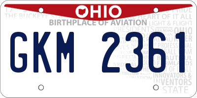 OH license plate GKM2361