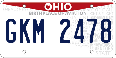 OH license plate GKM2478
