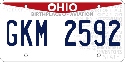 OH license plate GKM2592