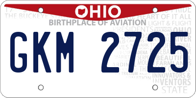 OH license plate GKM2725