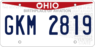OH license plate GKM2819