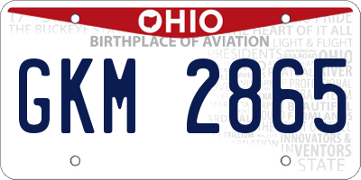 OH license plate GKM2865
