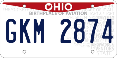 OH license plate GKM2874