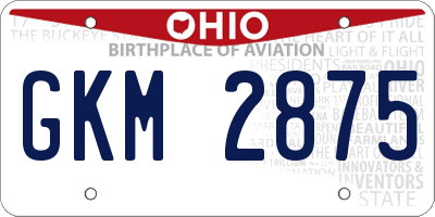 OH license plate GKM2875