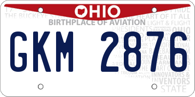 OH license plate GKM2876