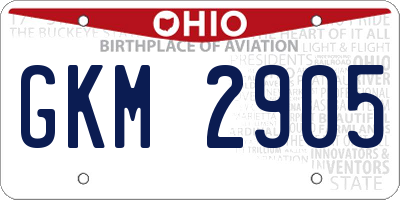 OH license plate GKM2905