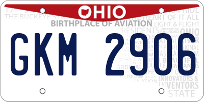 OH license plate GKM2906