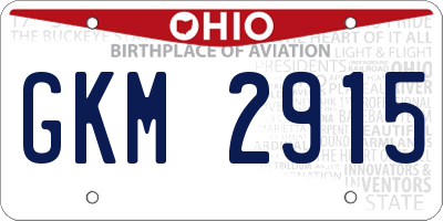 OH license plate GKM2915