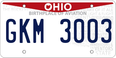 OH license plate GKM3003