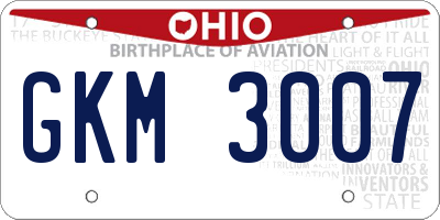 OH license plate GKM3007