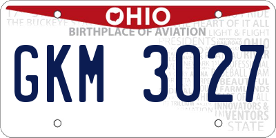 OH license plate GKM3027