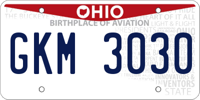 OH license plate GKM3030