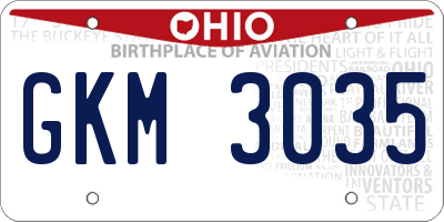 OH license plate GKM3035