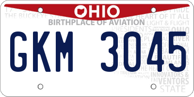 OH license plate GKM3045