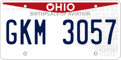 OH license plate GKM3057
