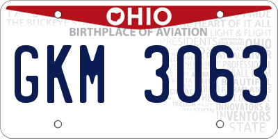 OH license plate GKM3063